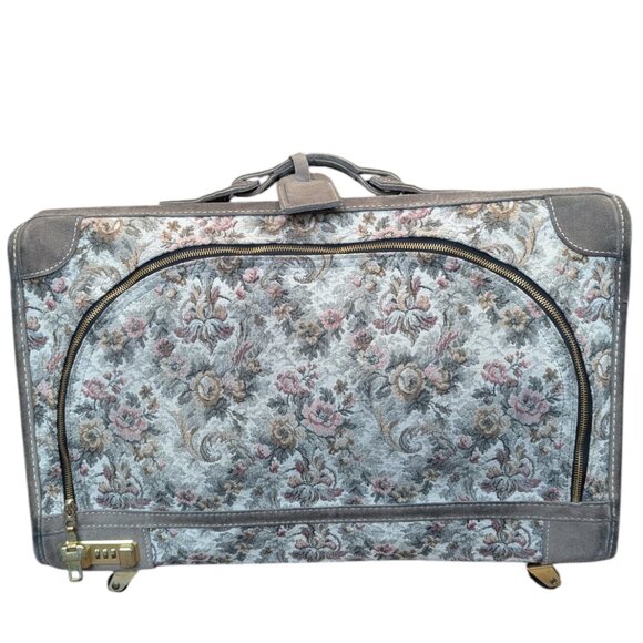 Vintage Floral French Luggage Company Combo Locking  Roller 14-inch Suitcase - Picture 7 of 11